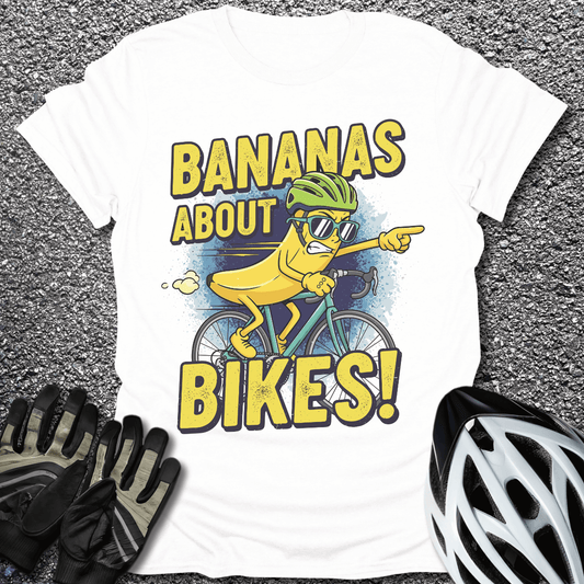 Bananas About Bikes T-Shirt in White / S from CycleTees