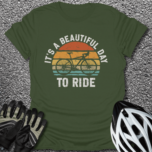 Beautiful Day T-Shirt in Military Green / S from CycleTees