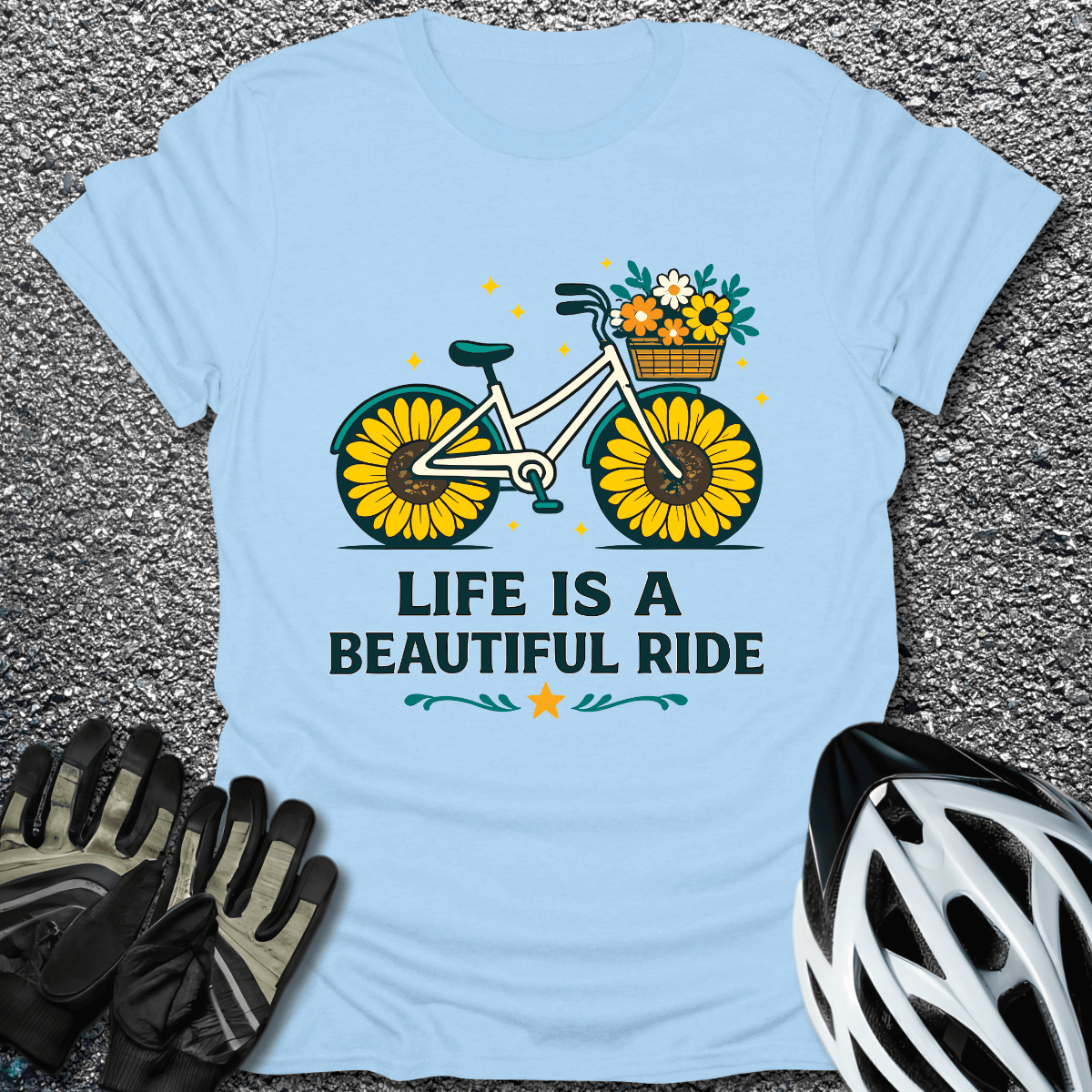Beautiful Ride T-Shirt in Light Blue / S from CycleTees