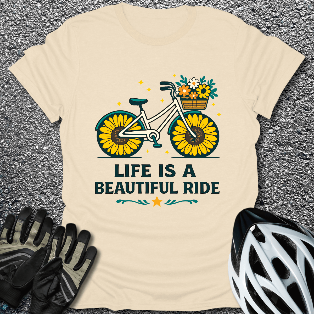 Beautiful Ride T-Shirt in Natural / S from CycleTees