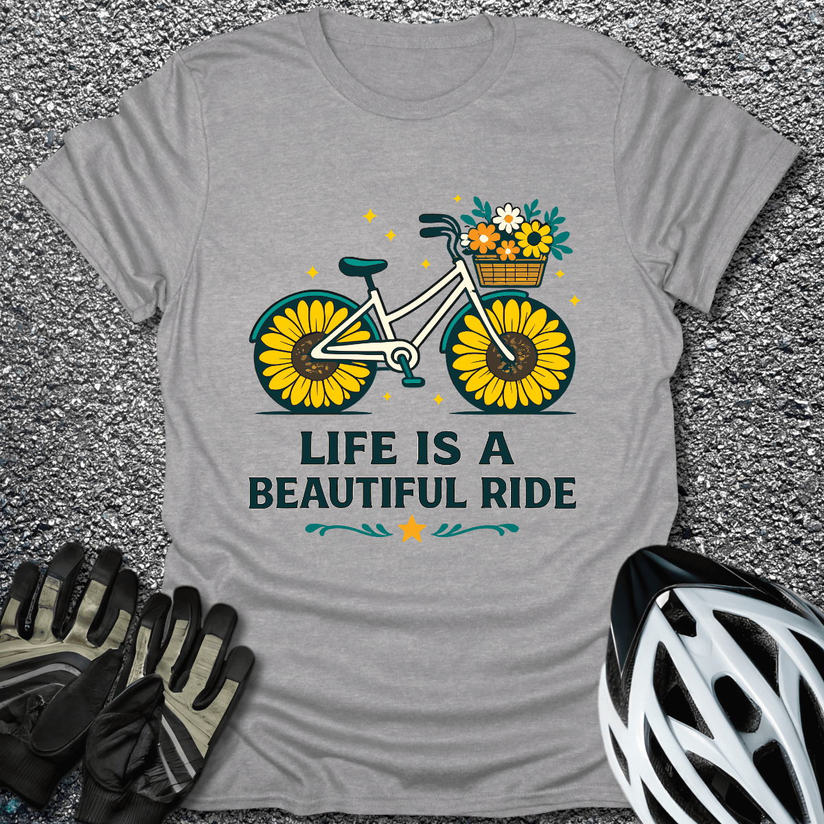 Beautiful Ride T-Shirt in Sport Grey / S from CycleTees