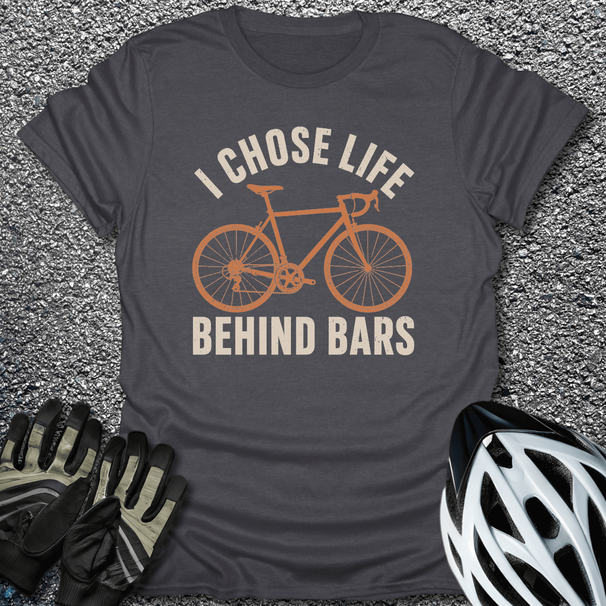 Behind Bars T-Shirt in Dark Heather / S from CycleTees