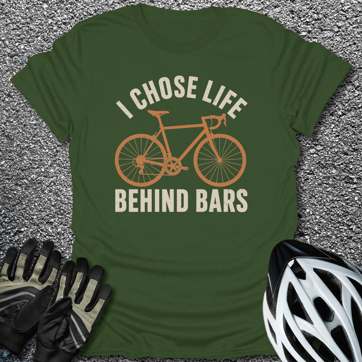 Behind Bars T-Shirt in Military Green / S from CycleTees