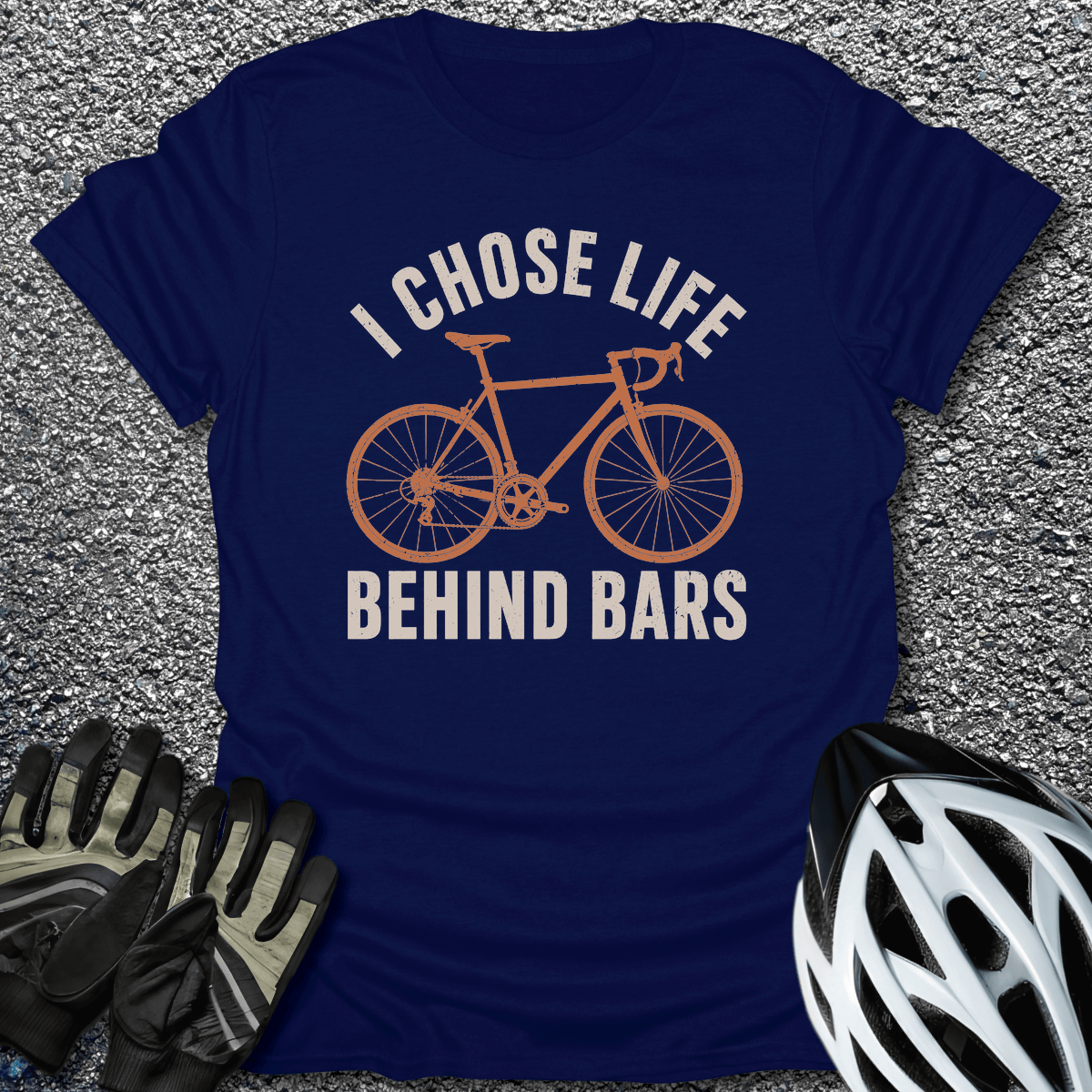 Behind Bars T-Shirt in Navy / S from CycleTees