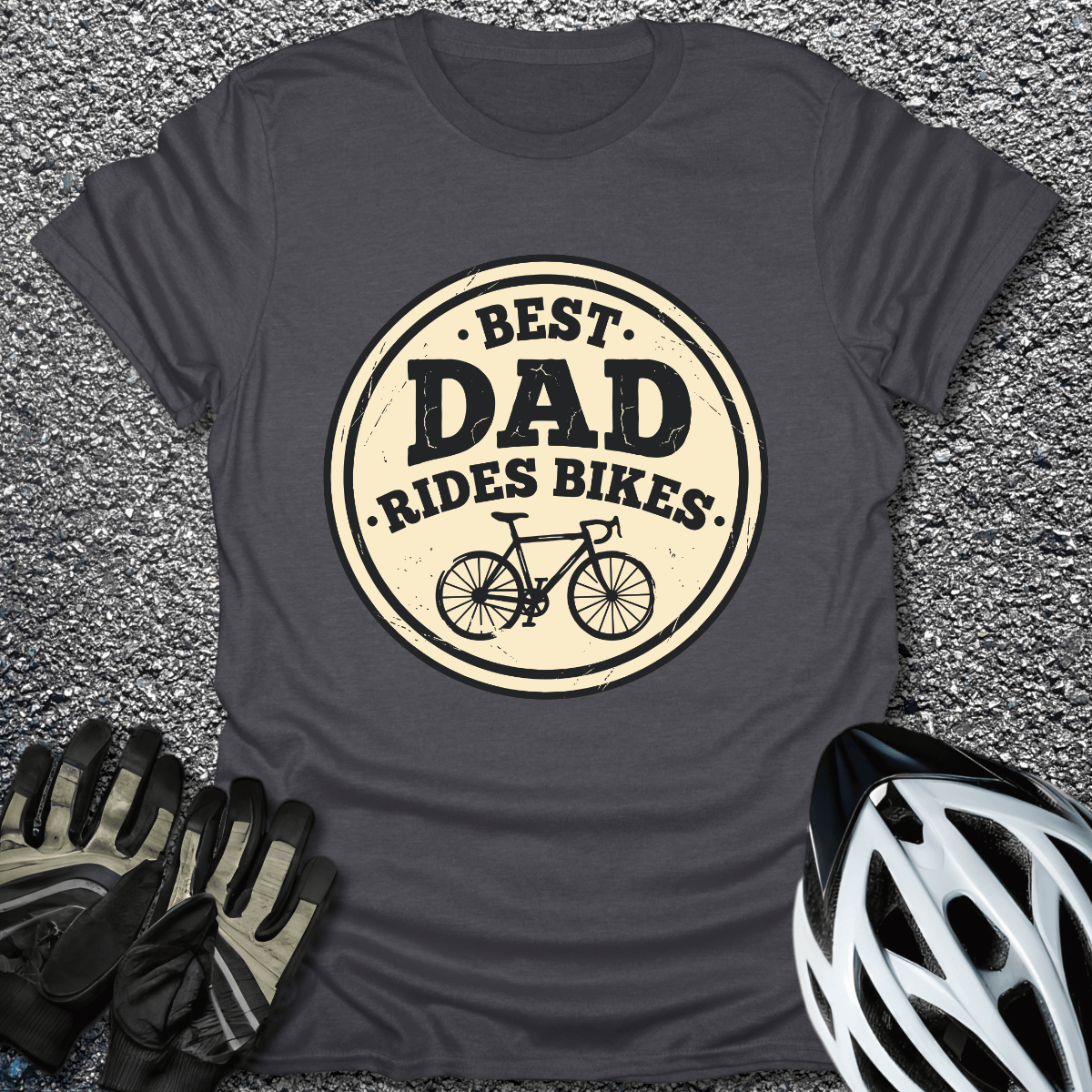 Best Dad Rides Bikes T-Shirt in Dark Heather / S from CycleTees