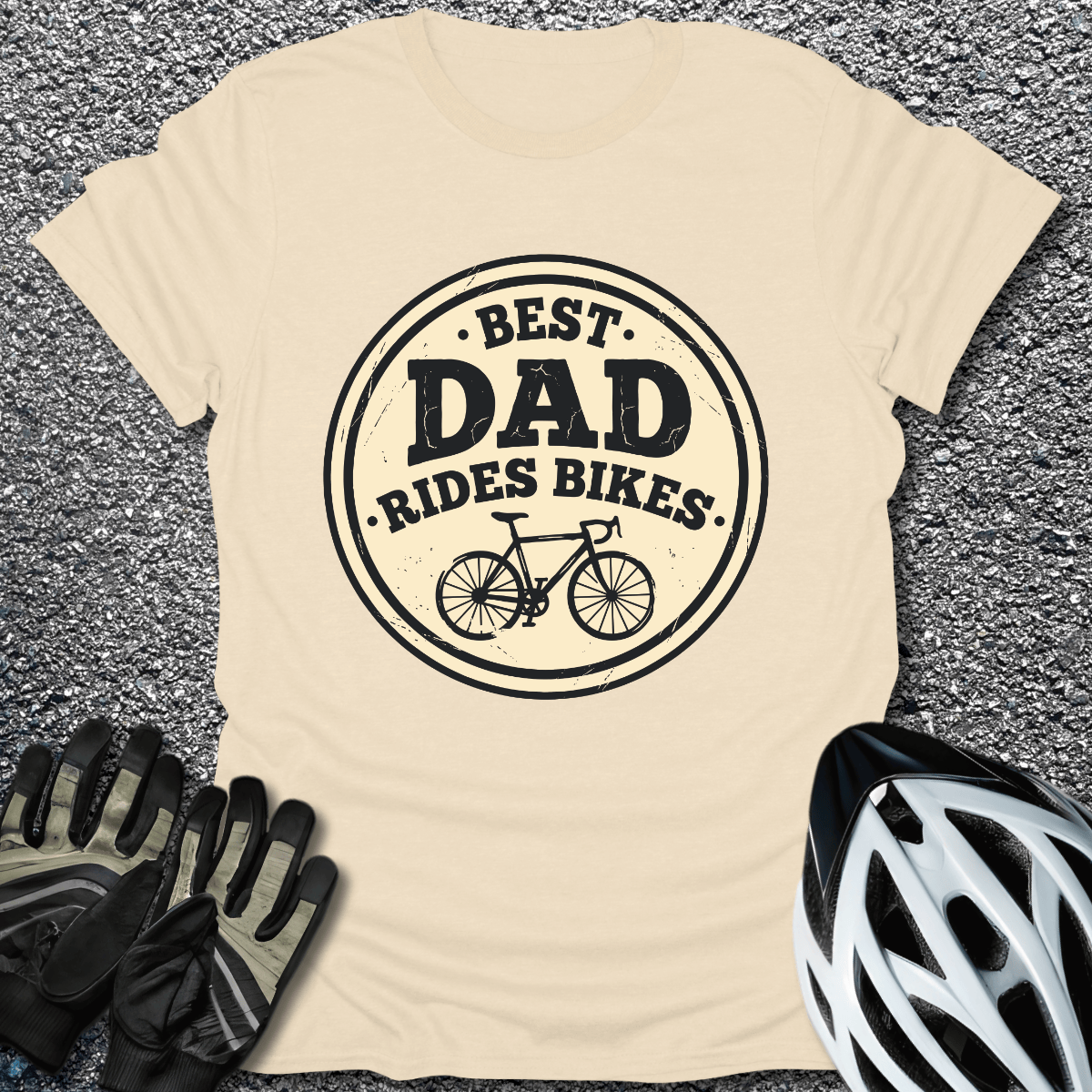 Best Dad Rides Bikes T-Shirt in Natural / S from CycleTees