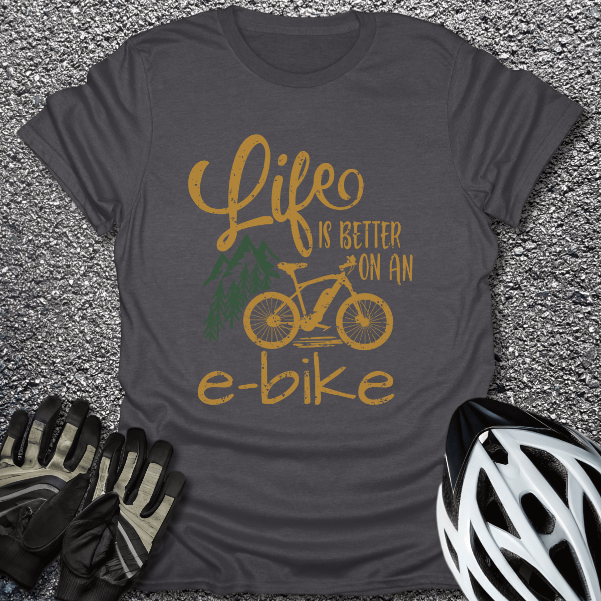 Better on an E-Bike T-Shirt in Dark Heather / S from CycleTees