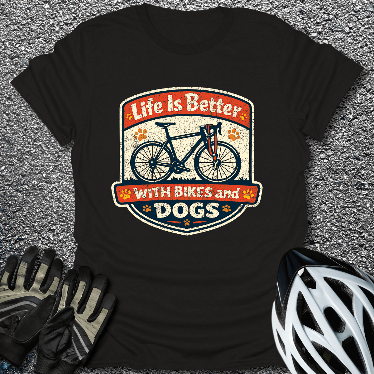 Better With Bikes and Dogs T-Shirt in Black / S from CycleTees