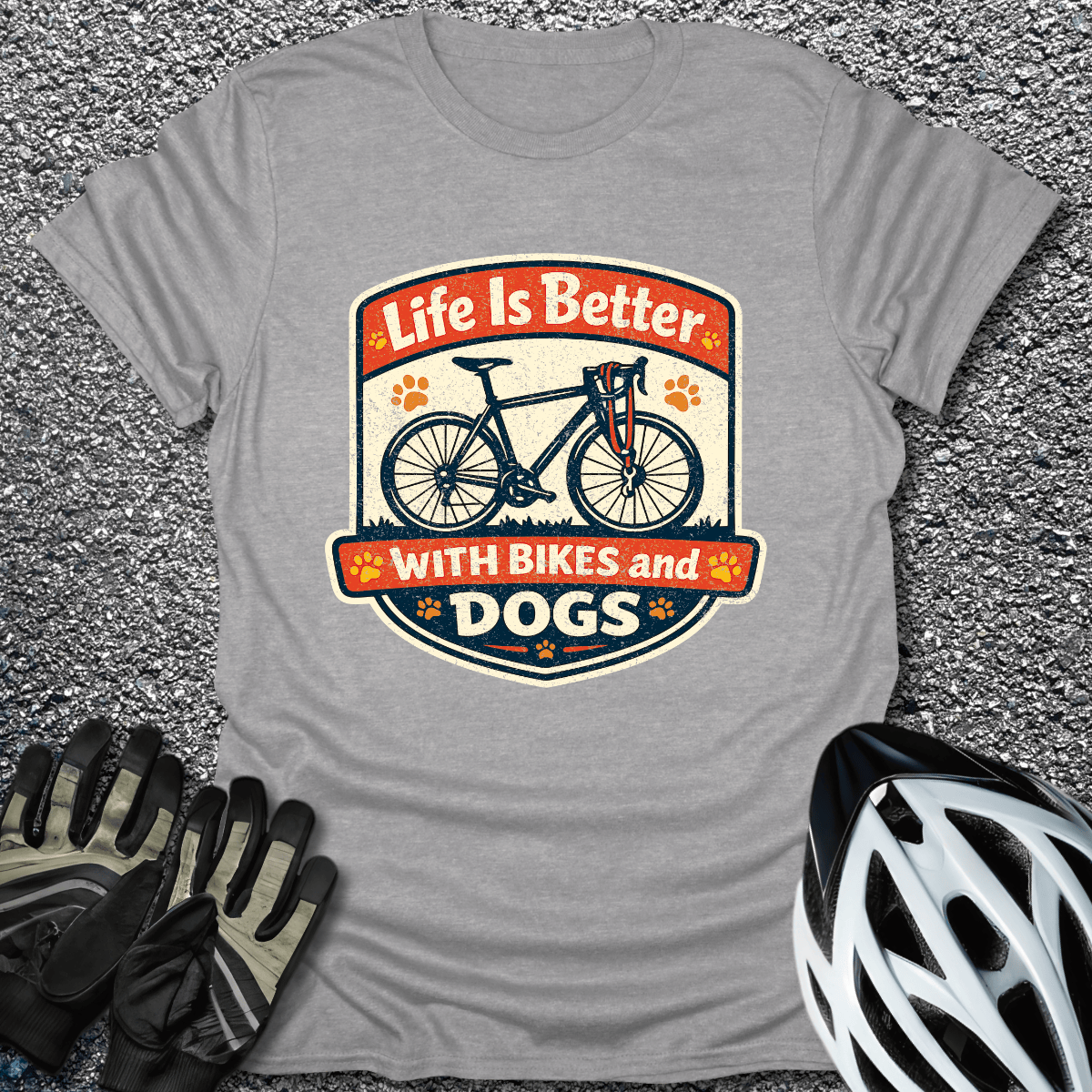 Better With Bikes and Dogs T-Shirt in Sport Grey / S from CycleTees