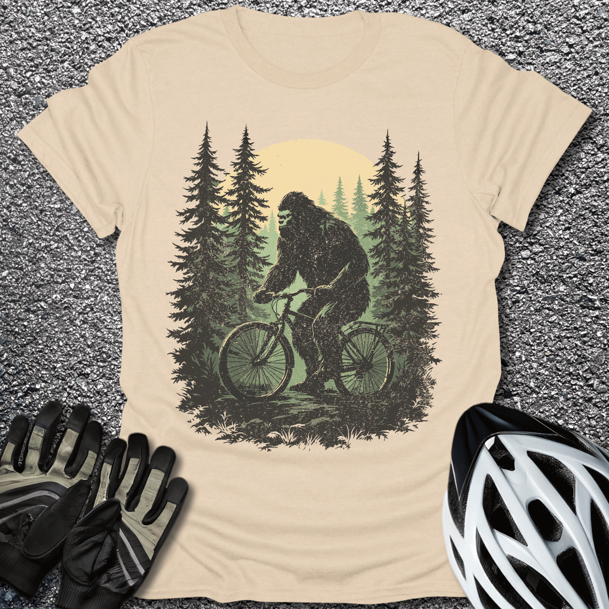 Bigfoot In Forest T-Shirt in Sand / S from CycleTees