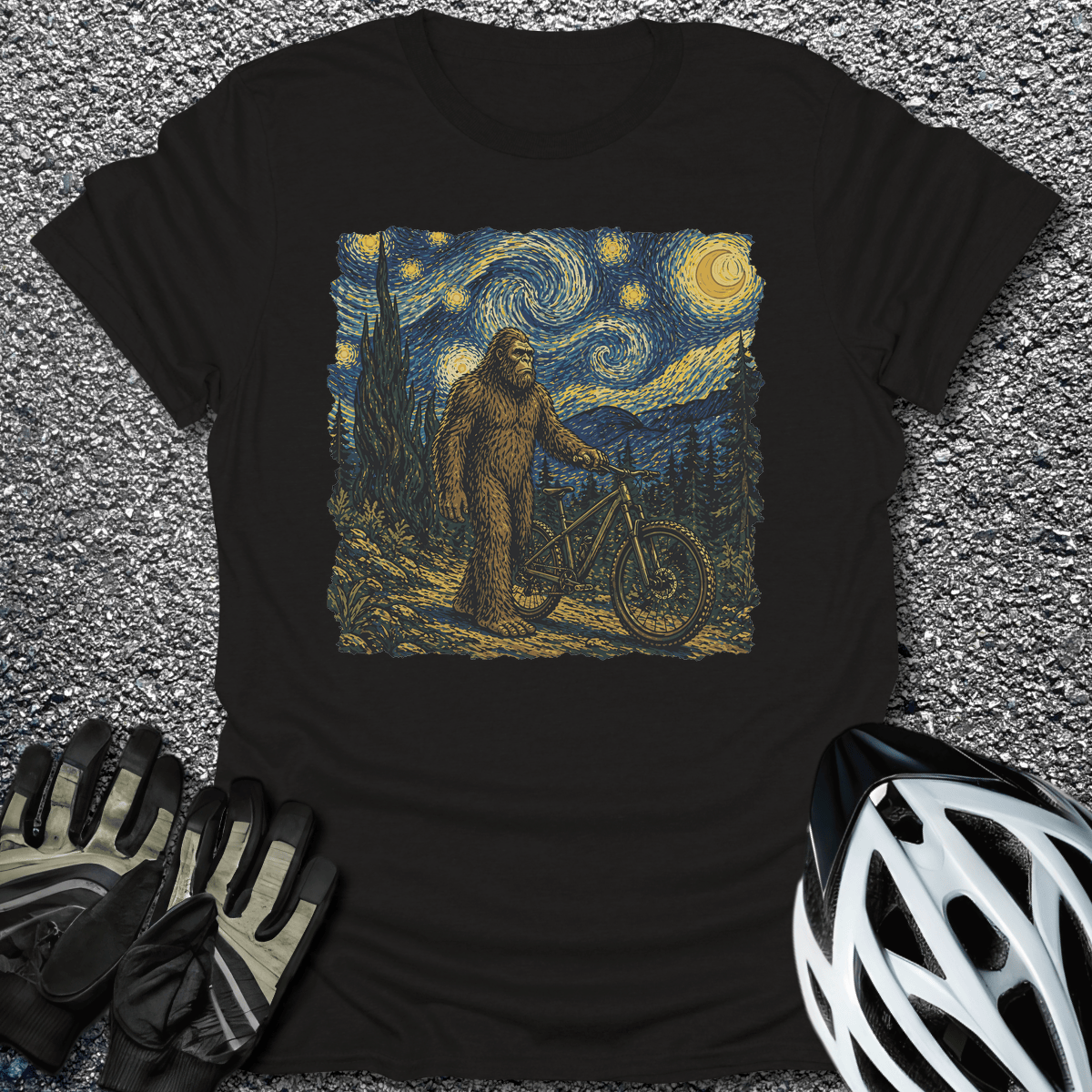 Bigfoot Starry Night T-Shirt in Black / S from CycleTees