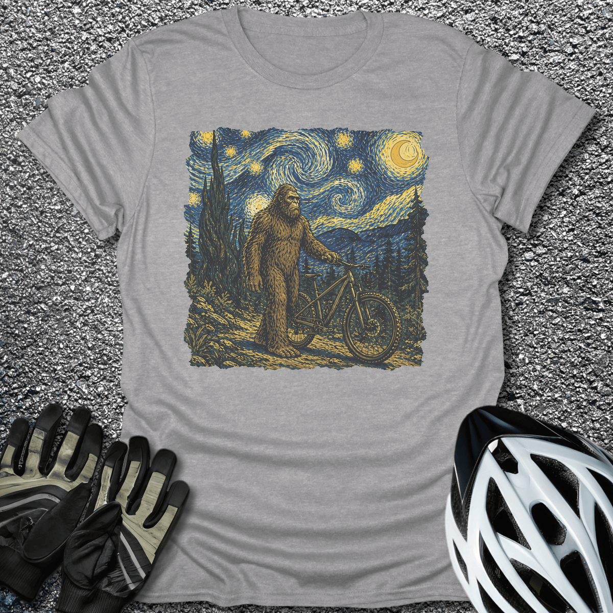 Bigfoot Starry Night T-Shirt in Sport Grey / S from CycleTees