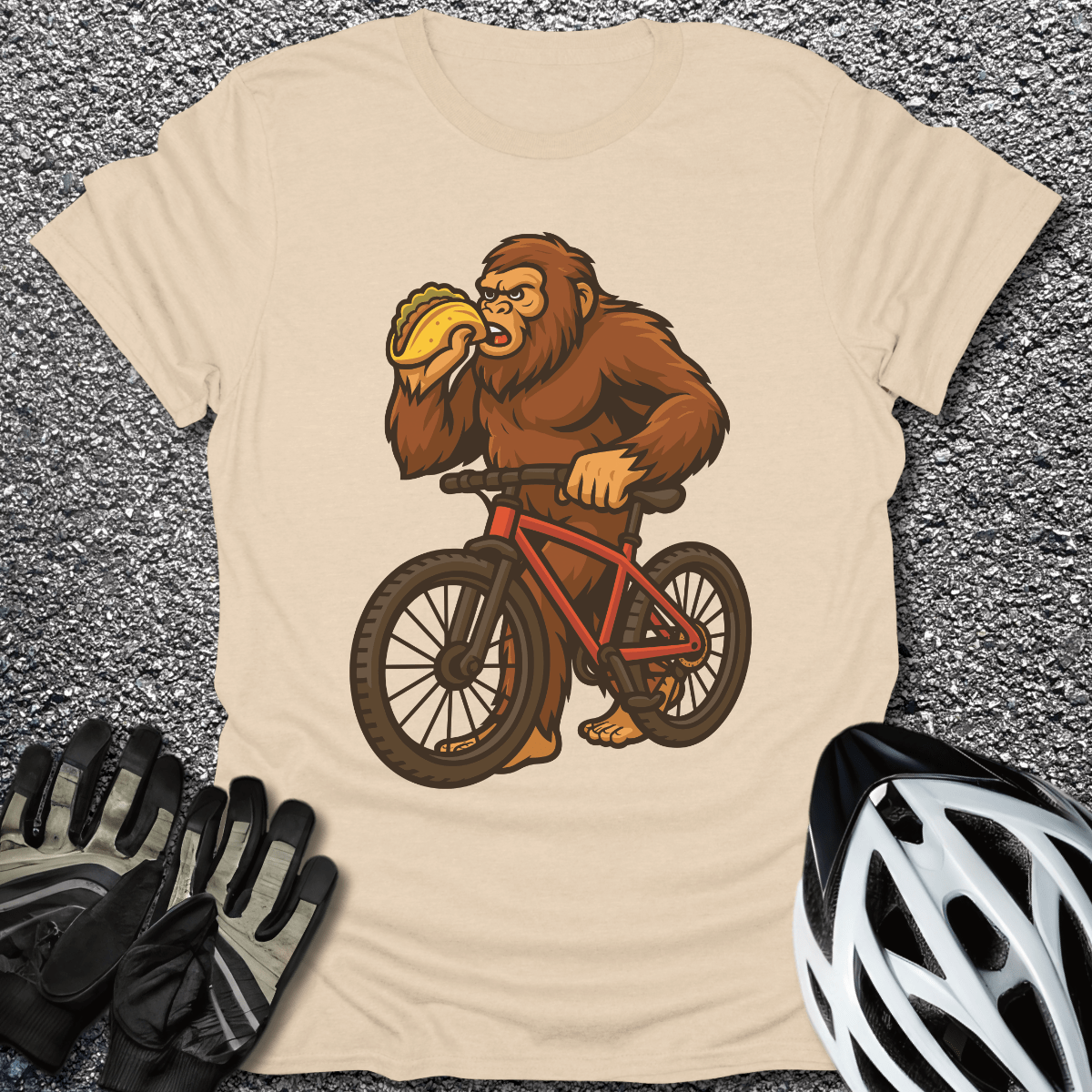 Bigfoot & Taco T-Shirt in Sand / S from CycleTees