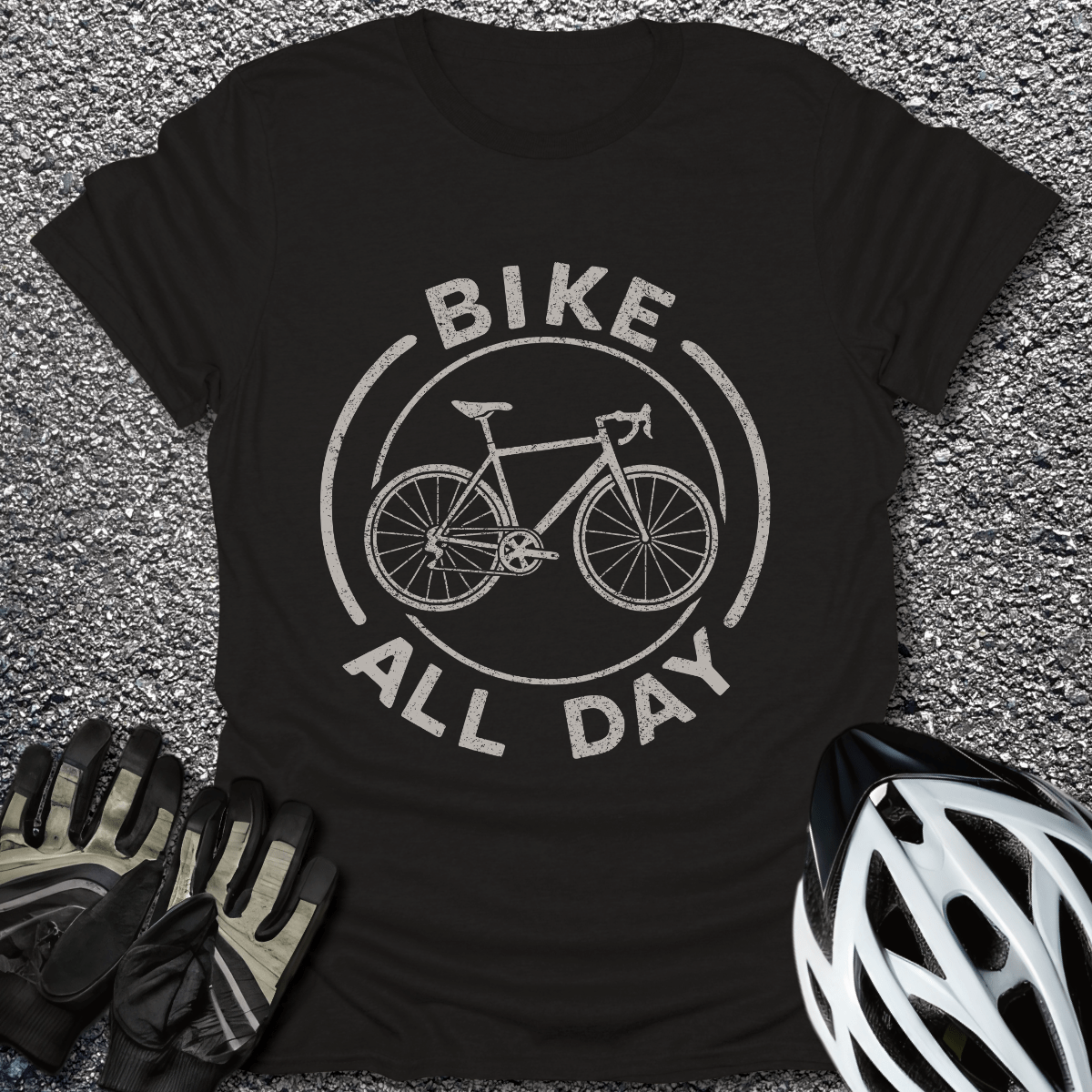 Bike All Day T-Shirt in Black / S from CycleTees