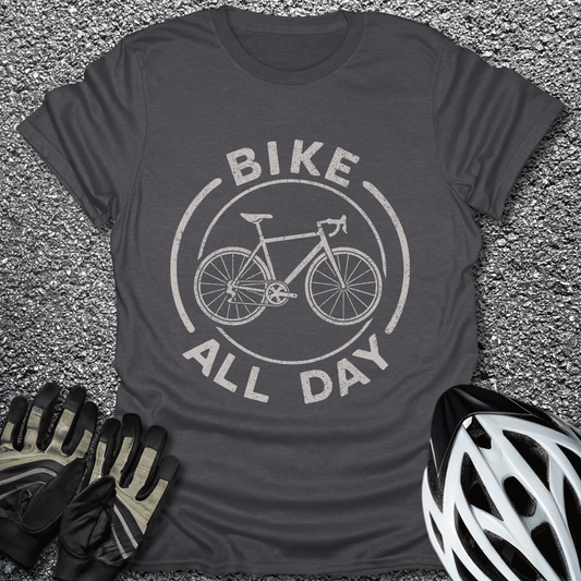 Bike All Day T-Shirt in Dark Heather / S from CycleTees