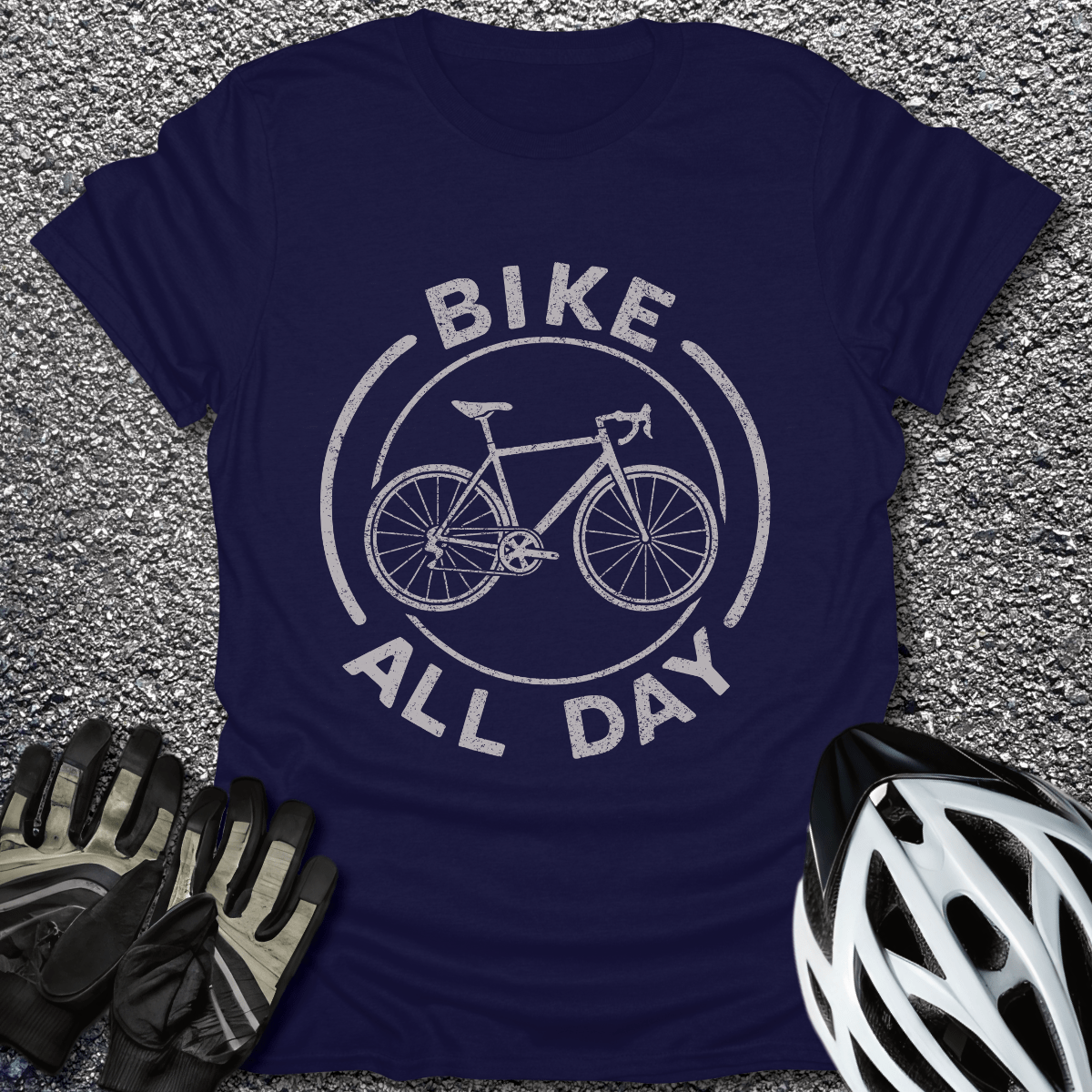 Bike All Day T-Shirt in Navy / S from CycleTees