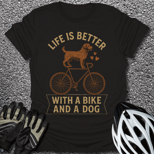 Bike and Dog T-Shirt in Black / S from CycleTees