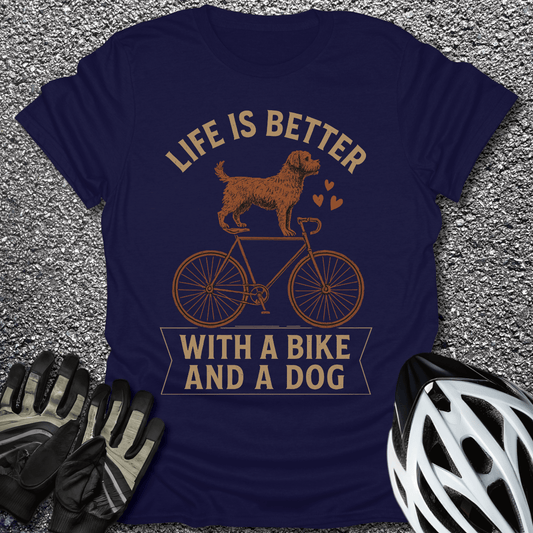 Bike and Dog T-Shirt in Navy / S from CycleTees