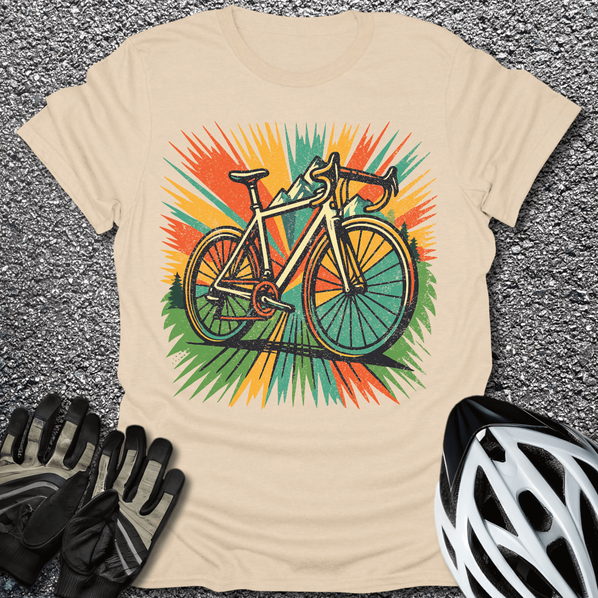 Bike Burst T-Shirt in Sand / S from CycleTees