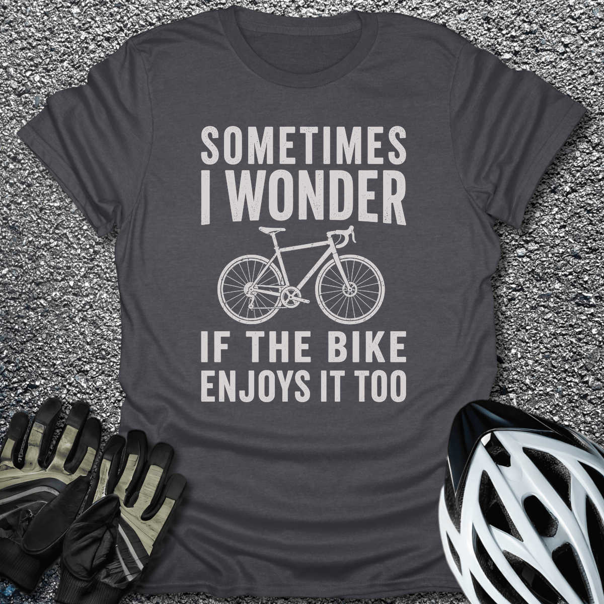 Bike Enjoys It T-Shirt in Dark Heather / S from CycleTees