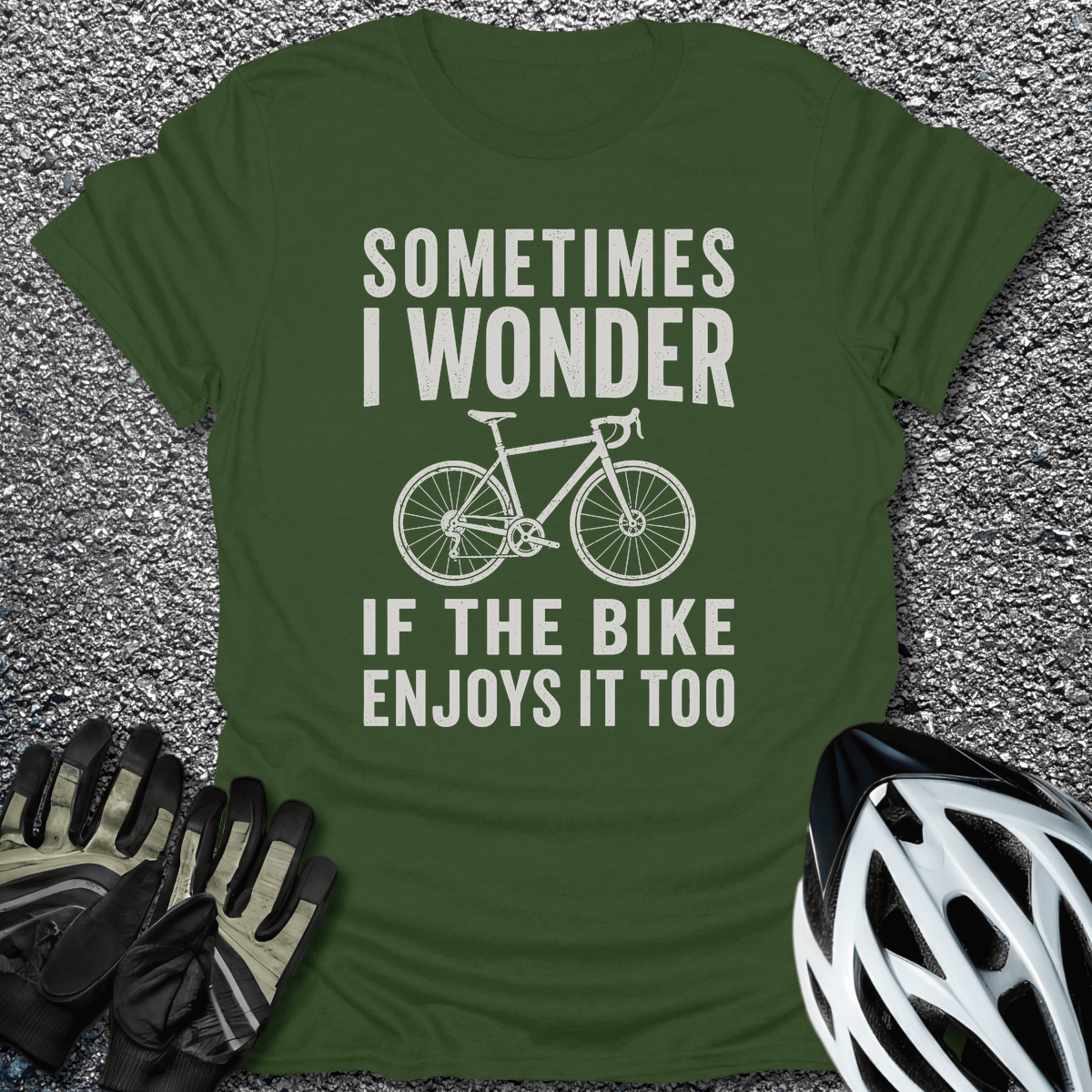 Bike Enjoys It T-Shirt in Military Green / S from CycleTees
