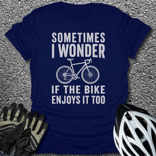 Bike Enjoys It T-Shirt in Navy / S from CycleTees