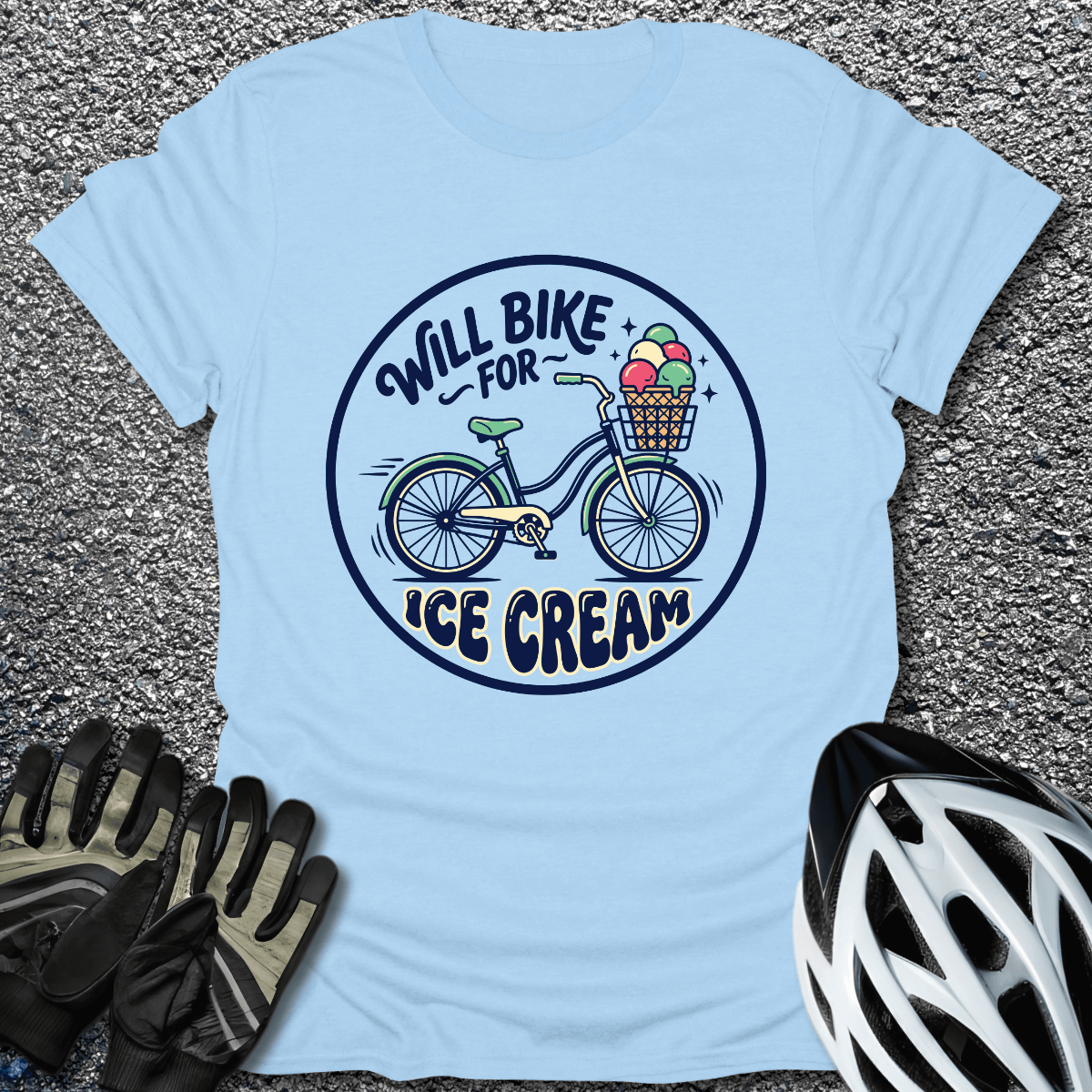 Bike for Ice Cream T-Shirt in Light Blue / S from CycleTees