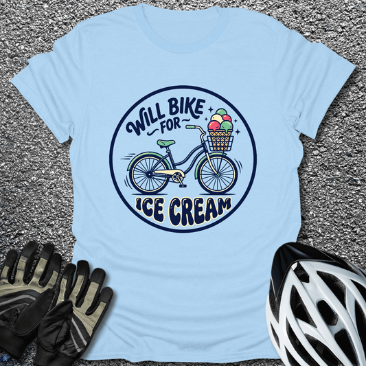 Bike for Ice Cream T-Shirt in Light Blue / S from CycleTees