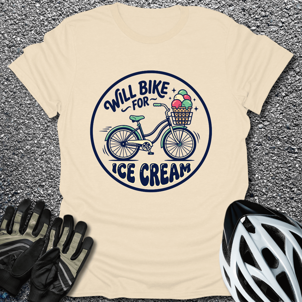 Bike for Ice Cream T-Shirt in Natural / S from CycleTees