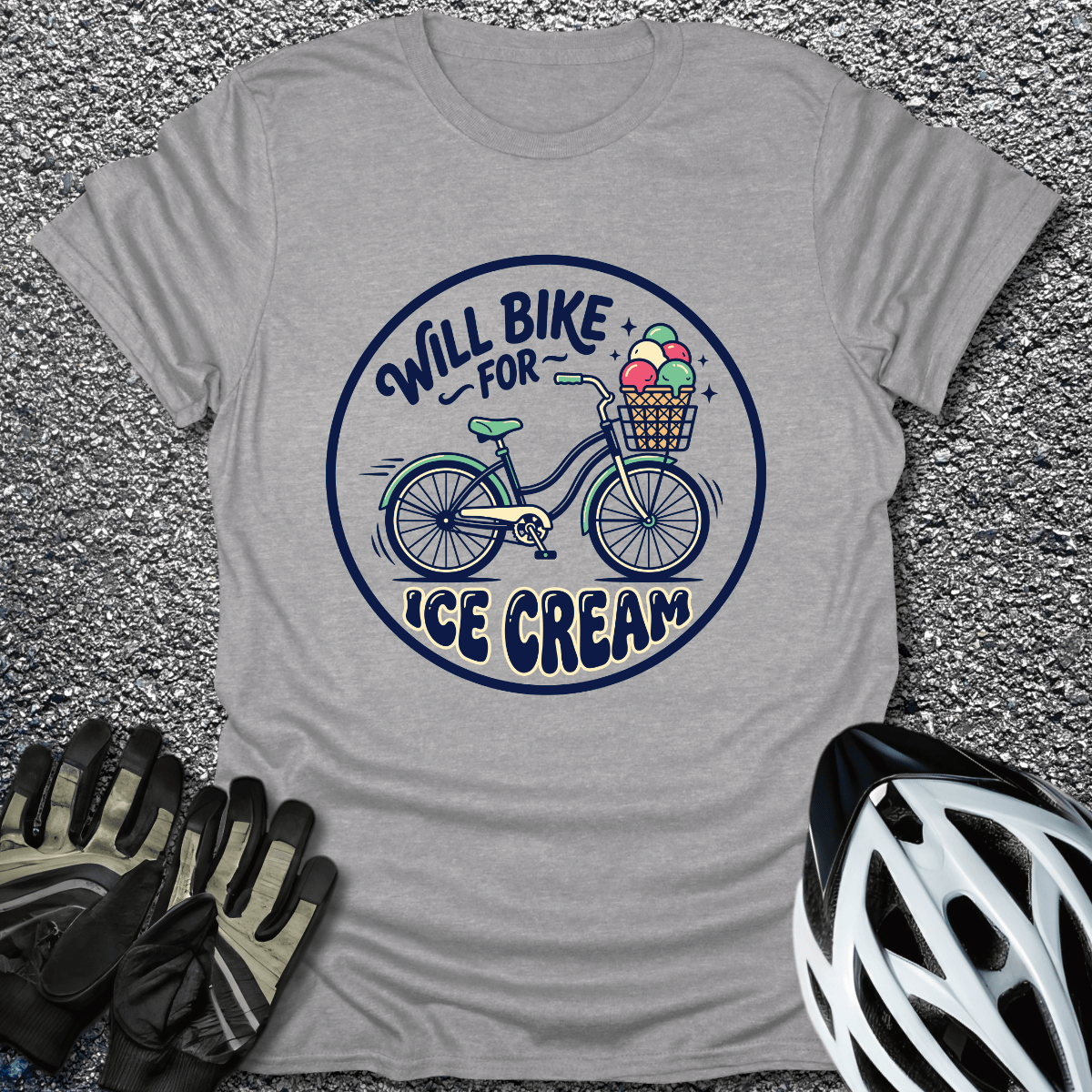 Bike for Ice Cream T-Shirt in Sport Grey / S from CycleTees