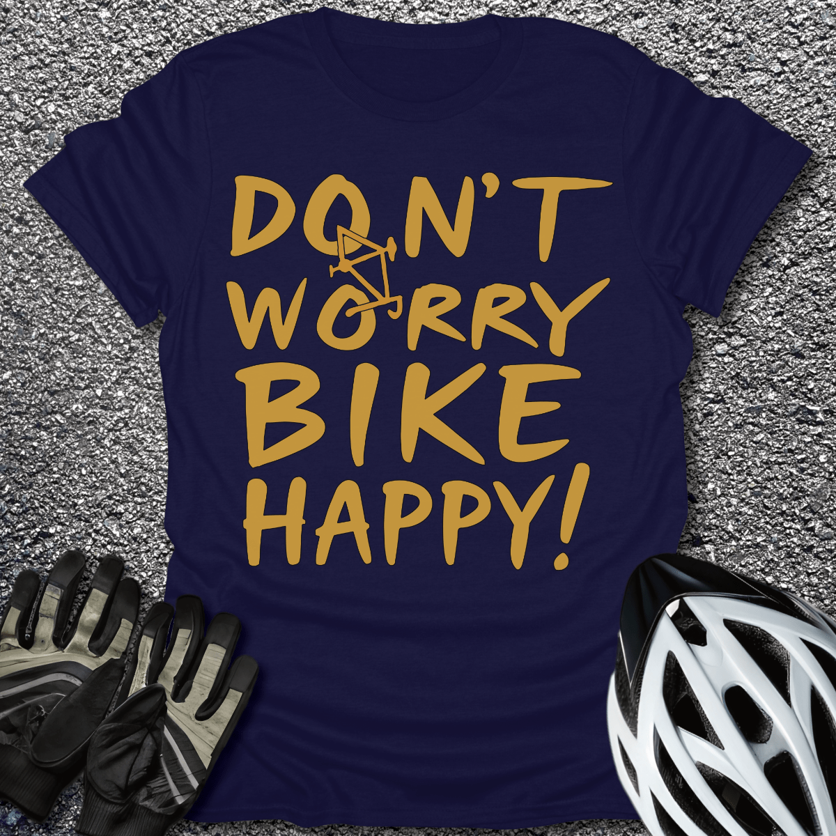 Bike Happy T-Shirt in Navy / S from CycleTees