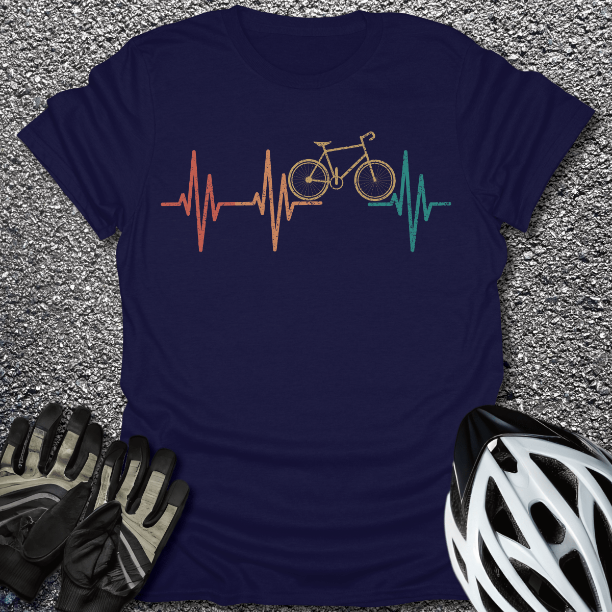 Bike Heartbeat T-Shirt in Navy / S from CycleTees