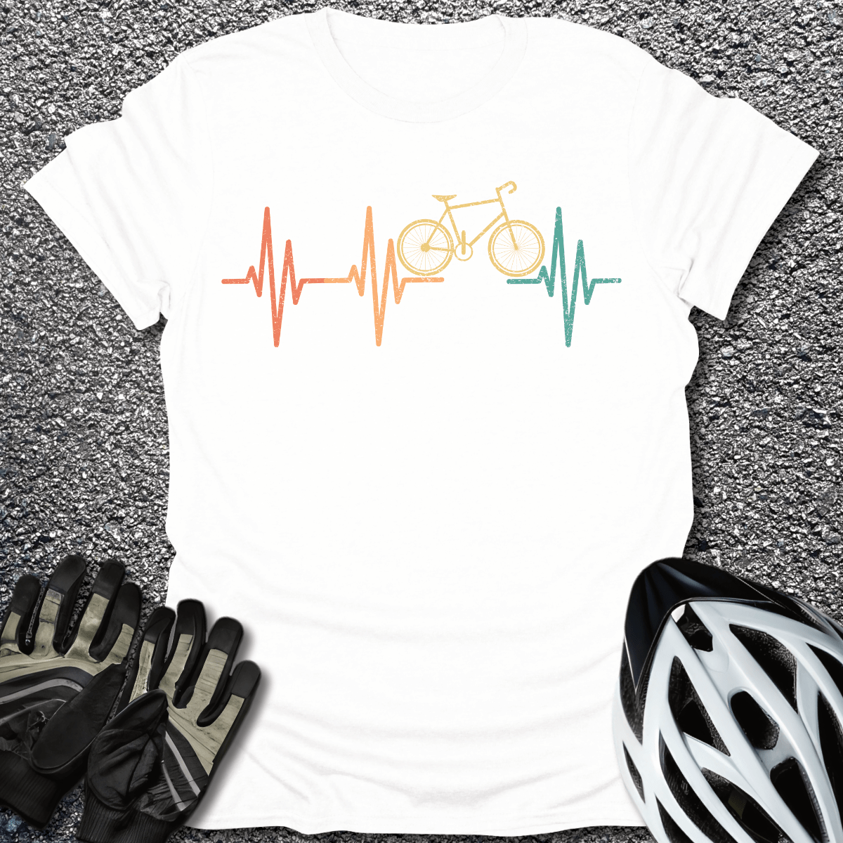 Bike Heartbeat T-Shirt in White / S from CycleTees