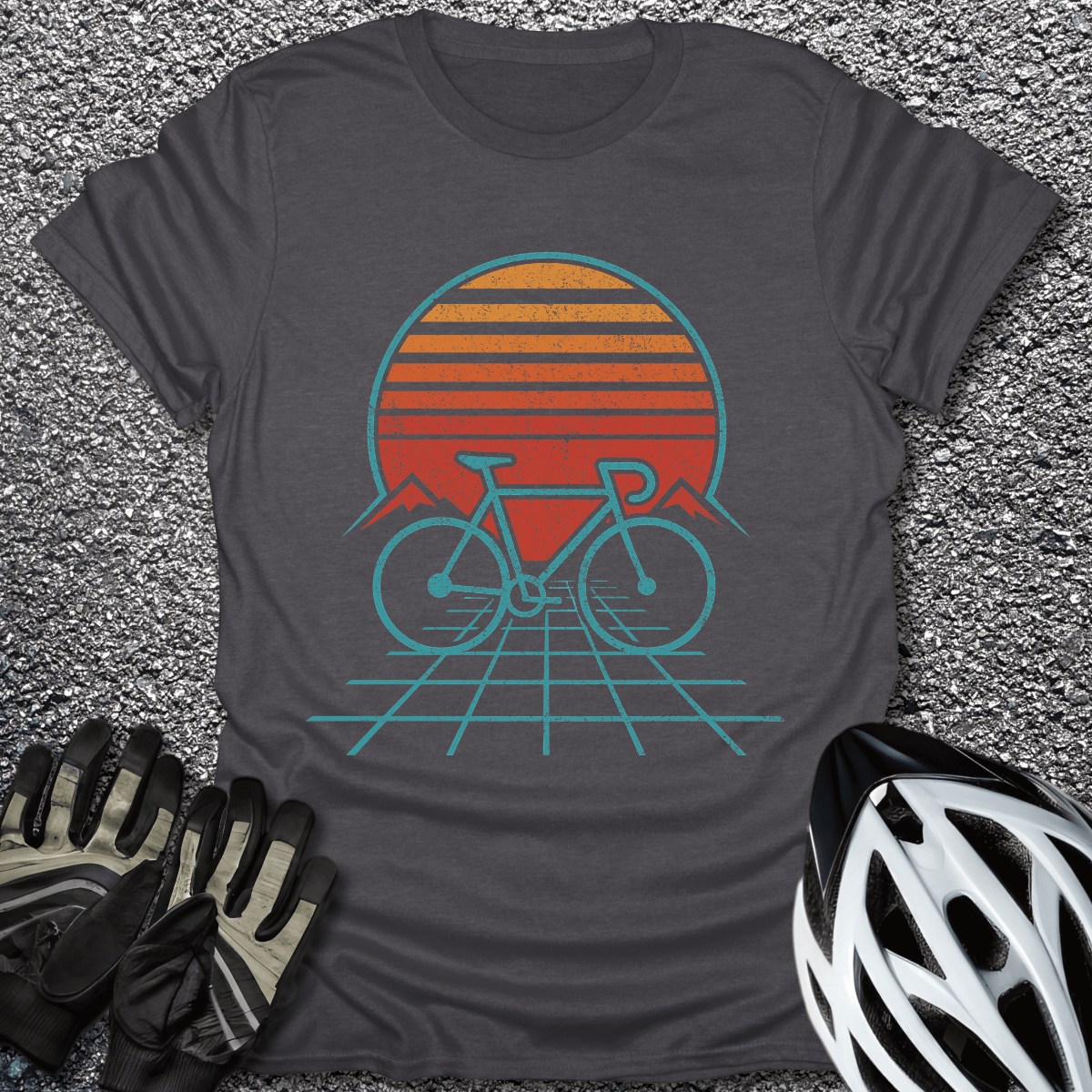 Bike Horizon T-Shirt in Dark Heather / S from CycleTees