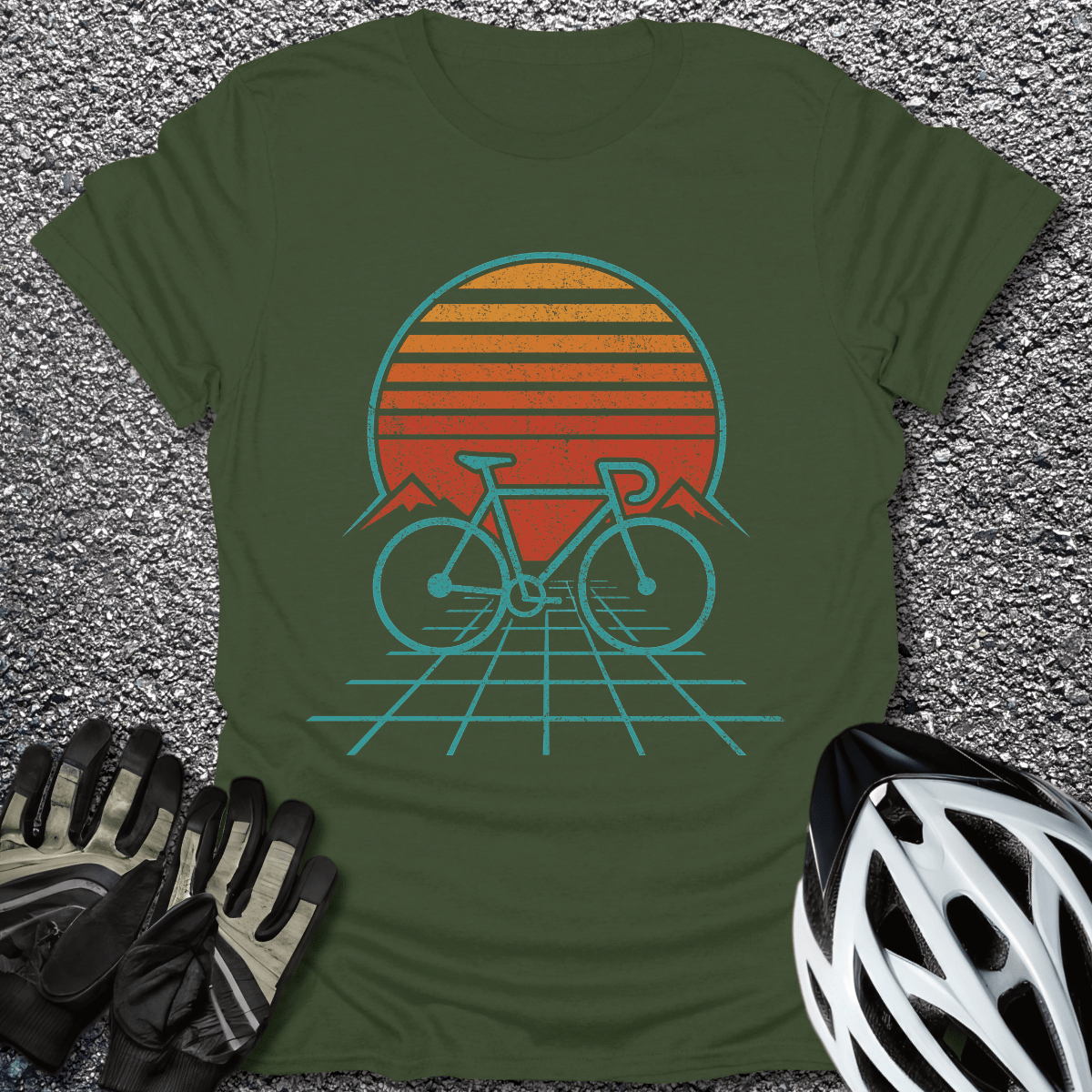 Bike Horizon T-Shirt in Military Green / S from CycleTees