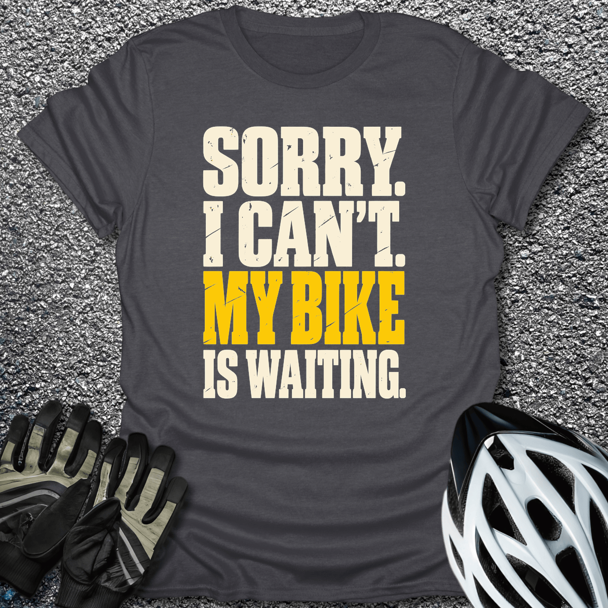 Bike Is Waiting T-Shirt in S / Dark Heather from CycleTees