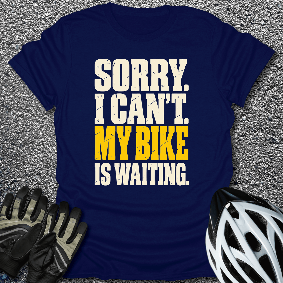 Bike Is Waiting T-Shirt in S / Navy from CycleTees