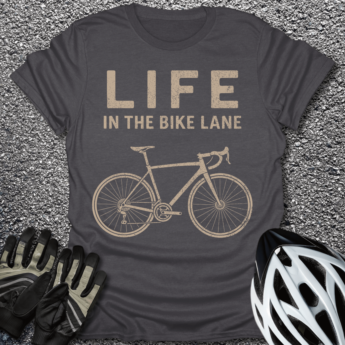 Bike Lane T-Shirt in Dark Heather / S from CycleTees