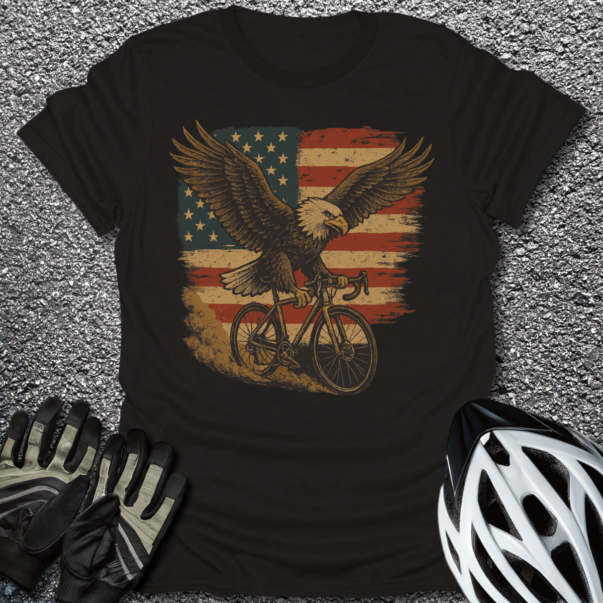Bike Like an Eagle T-Shirt in Black / S from CycleTees