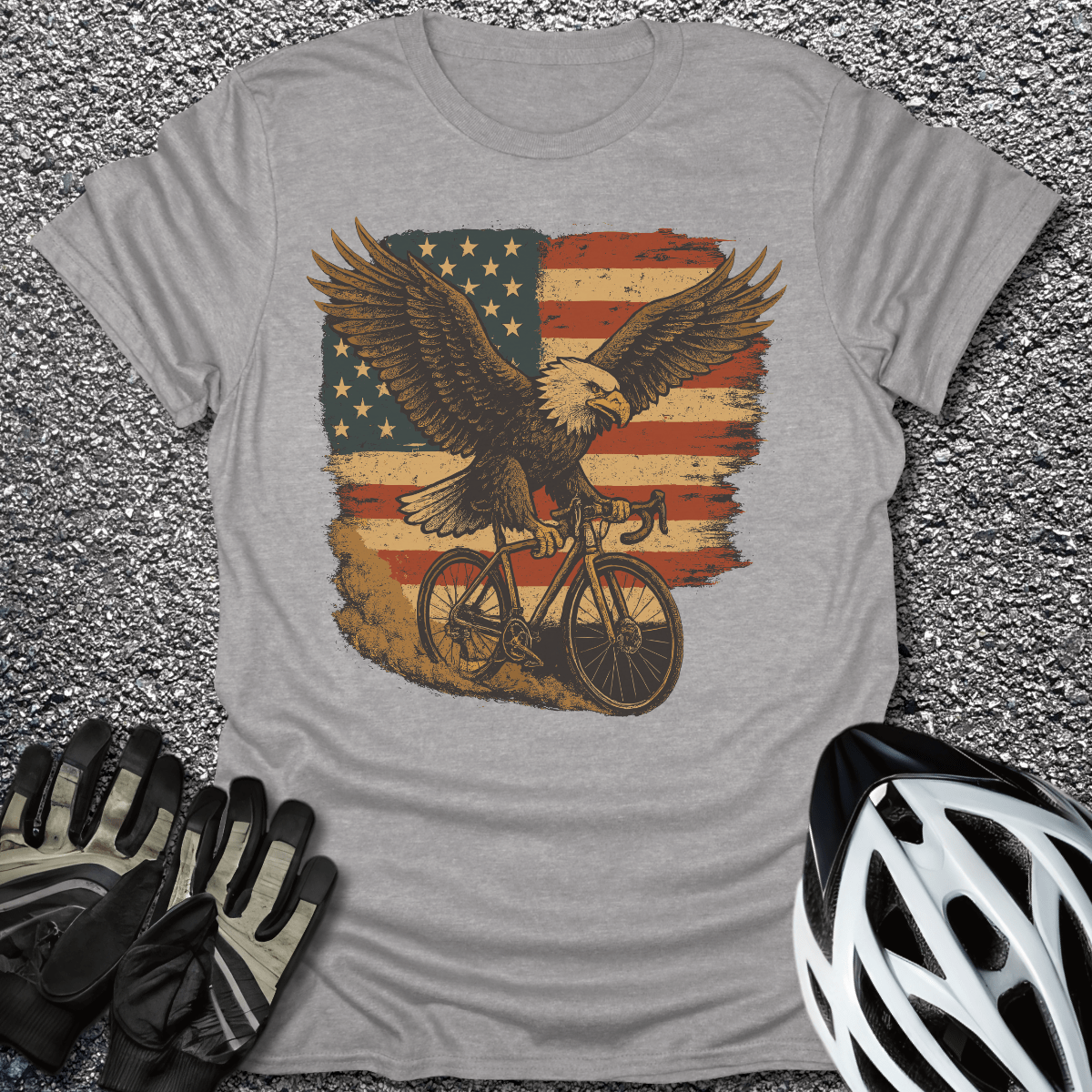 Bike Like an Eagle T-Shirt in Sport Grey / S from CycleTees