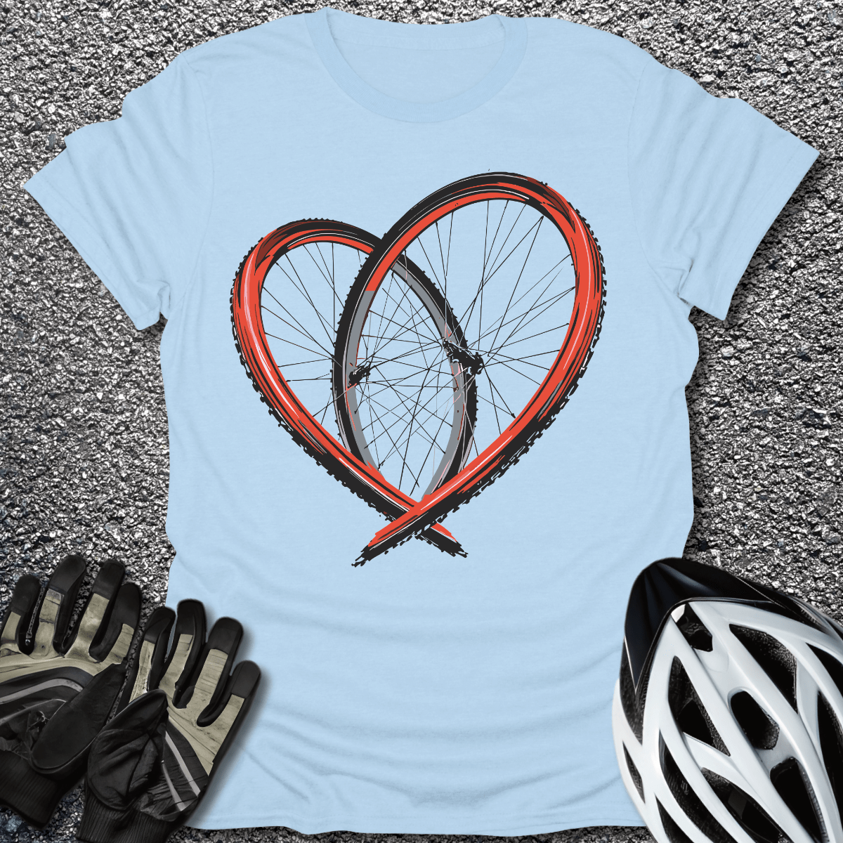 Bike Love T-Shirt in Light Blue / S from CycleTees