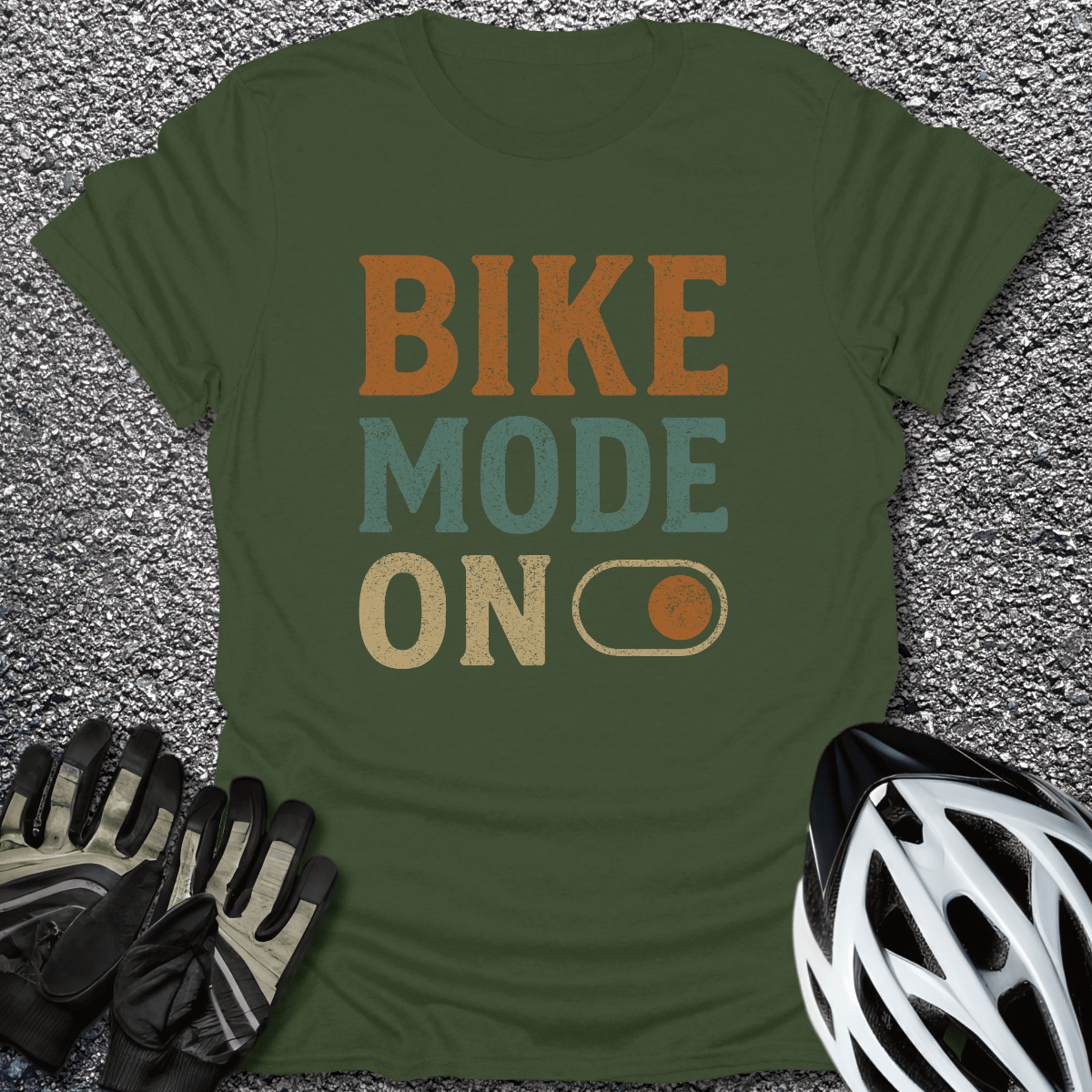 Bike Mode T-Shirt in Military Green / S from CycleTees