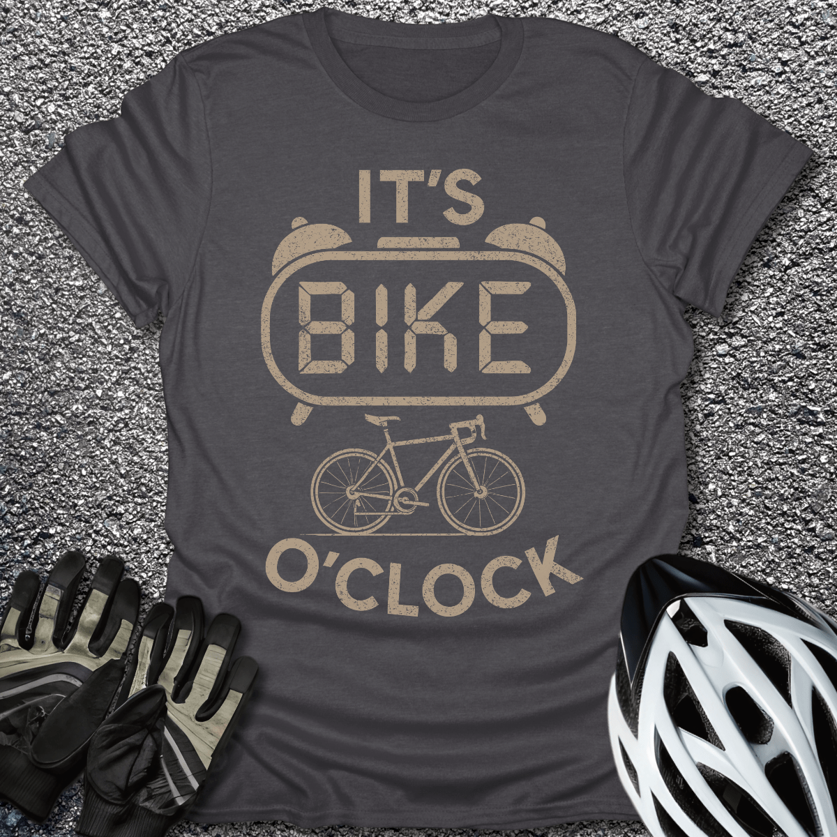Bike O'Clock T-Shirt in Dark Heather / S from CycleTees
