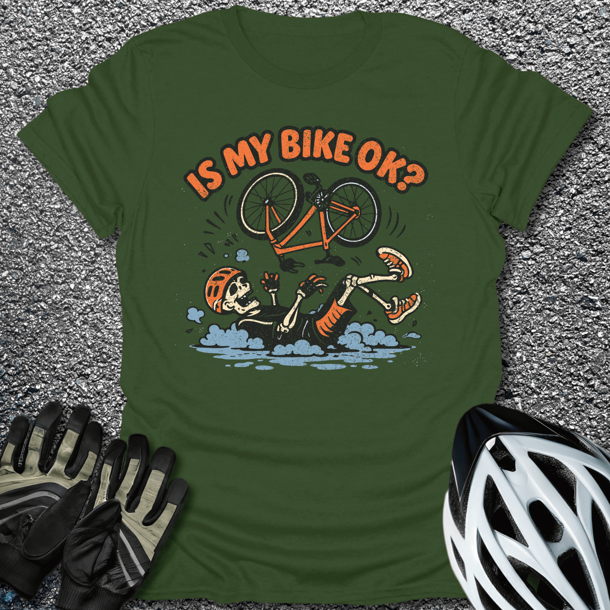 Bike OK T-Shirt in Military Green / S from CycleTees