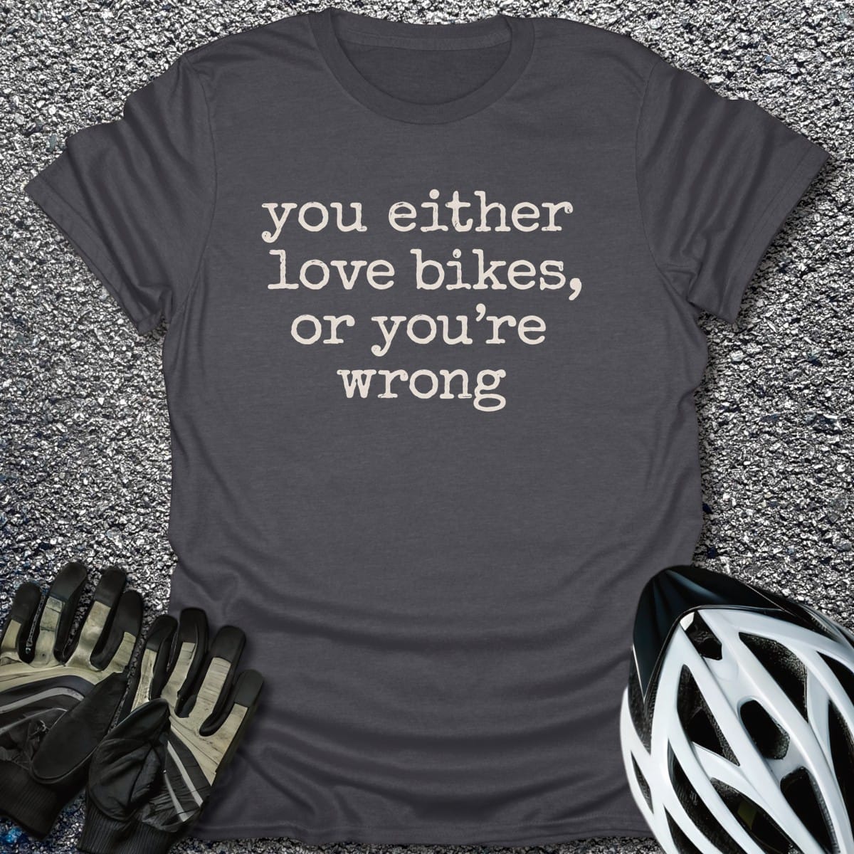 Bike Or Bust T-Shirt in Dark Heather / S from CycleTees