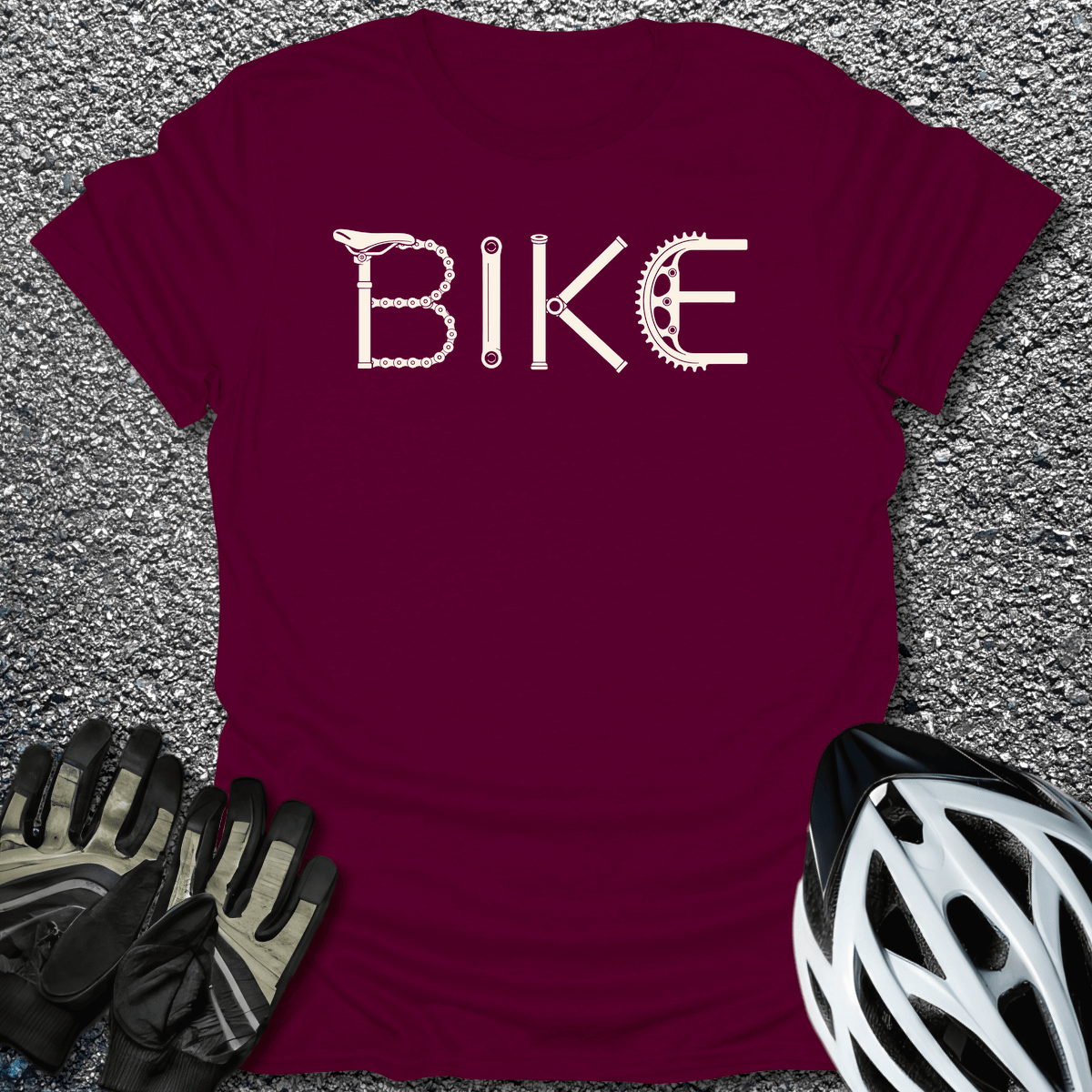 Bike Parts Type T-Shirt in Maroon / S from CycleTees