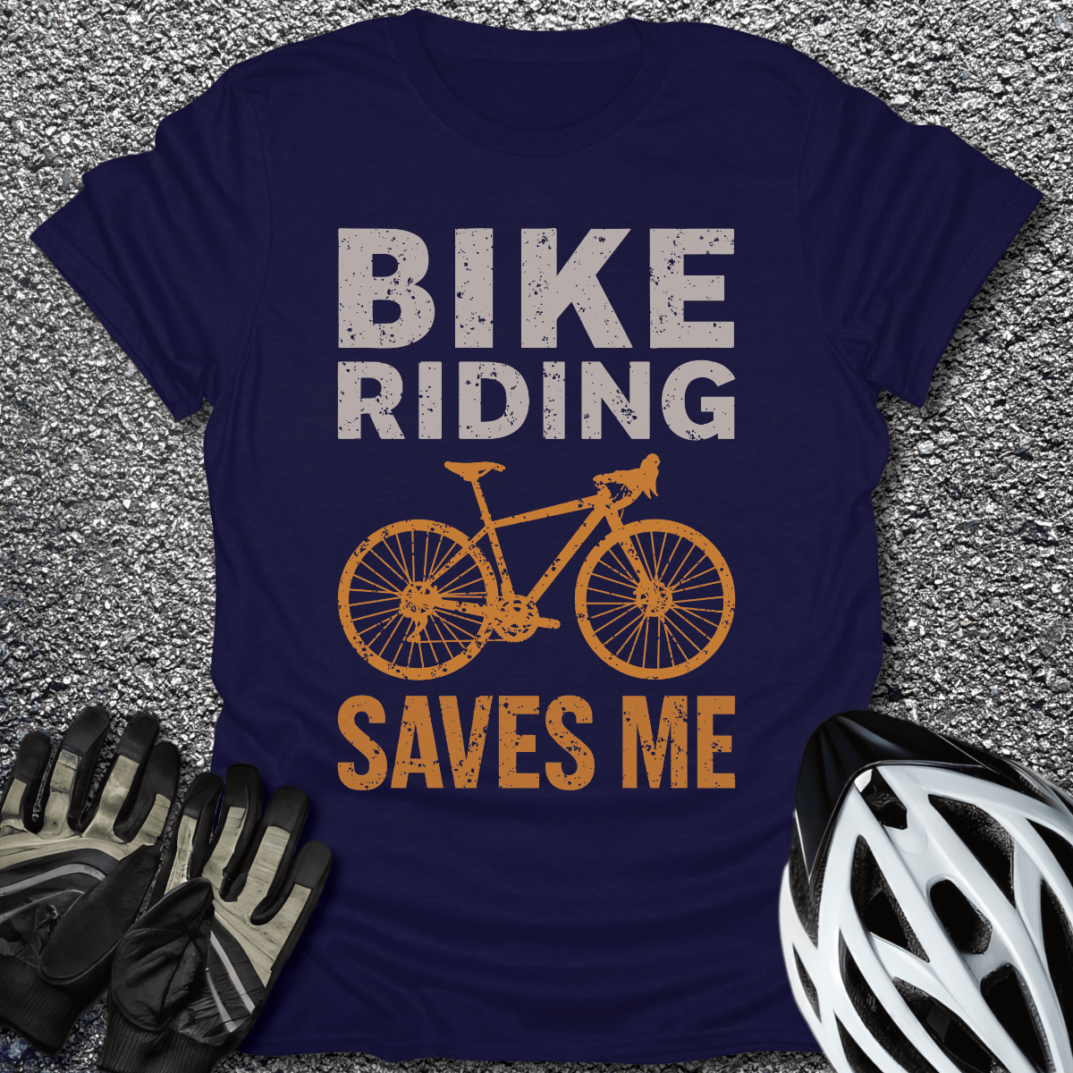 Bike Riding Saves Me T-Shirt in Navy / S from CycleTees