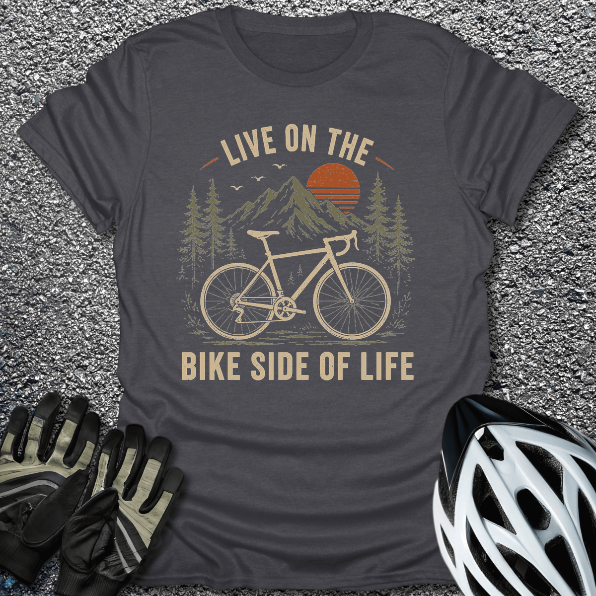 Bike Side Of Life T-Shirt in Dark Heather / S from CycleTees