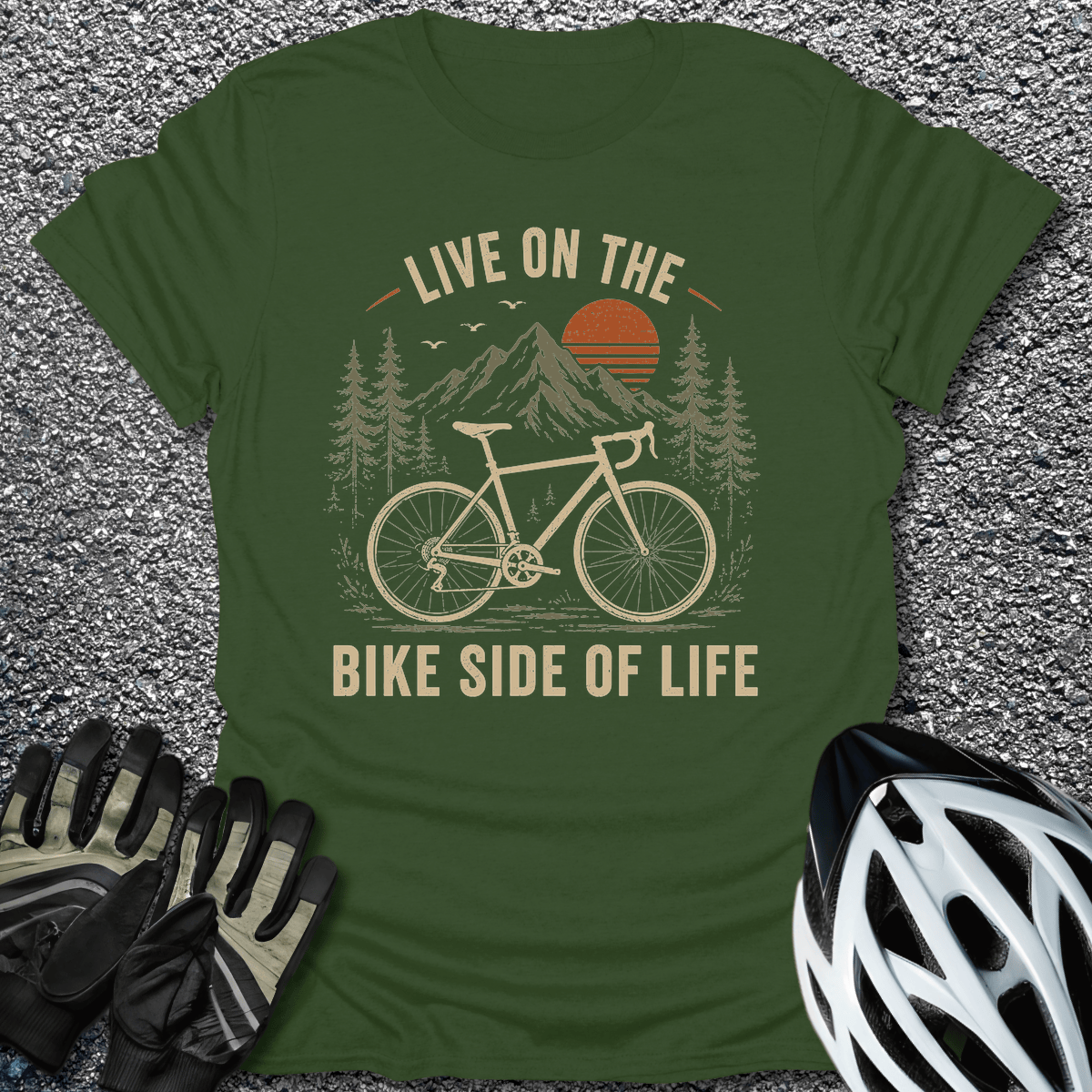 Bike Side Of Life T-Shirt in Military Green / S from CycleTees