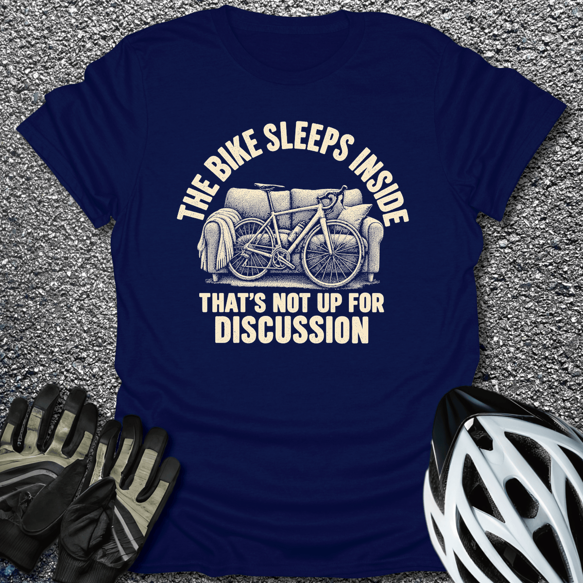 Bike Sleeps Inside T-Shirt in S / Navy from CycleTees